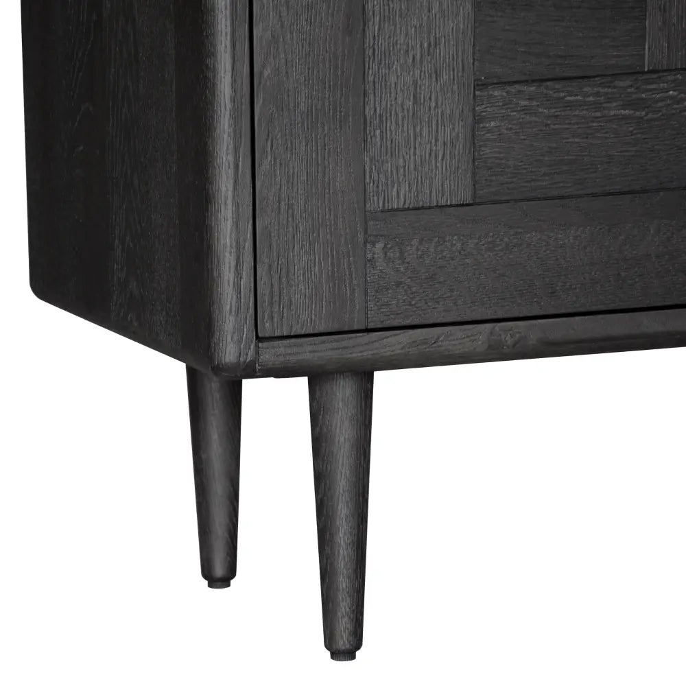 Claire Sideboard Buffet Table 160cm 3 Door Solid Oak Timber Wood - Black - Furniture > Living Room