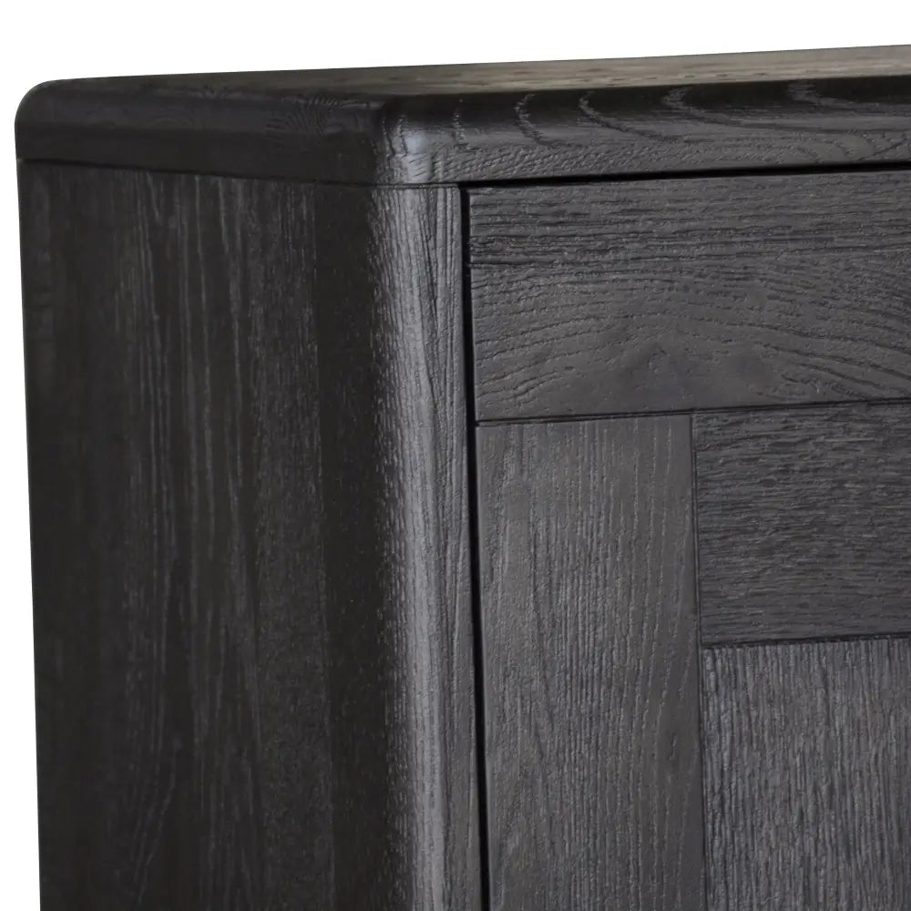 Claire Sideboard Buffet Table 160cm 3 Door Solid Oak Timber Wood - Black - Furniture > Living Room