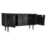 Claire Sideboard Buffet Table 160cm 3 Door Solid Oak Timber Wood - Black - Furniture > Living Room