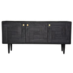 Claire Sideboard Buffet Table 160cm 3 Door Solid Oak Timber Wood - Black - Furniture > Living Room