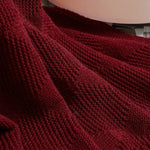 Claret Red Cozy Lightweight Acrylic Knit Throw Blanket - Diamond Waffle Texture for Sofa Bed & Travel - Home & Garden >