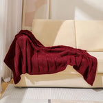 Claret Red Cozy Lightweight Acrylic Knit Throw Blanket - Diamond Waffle Texture for Sofa Bed & Travel - Home & Garden >
