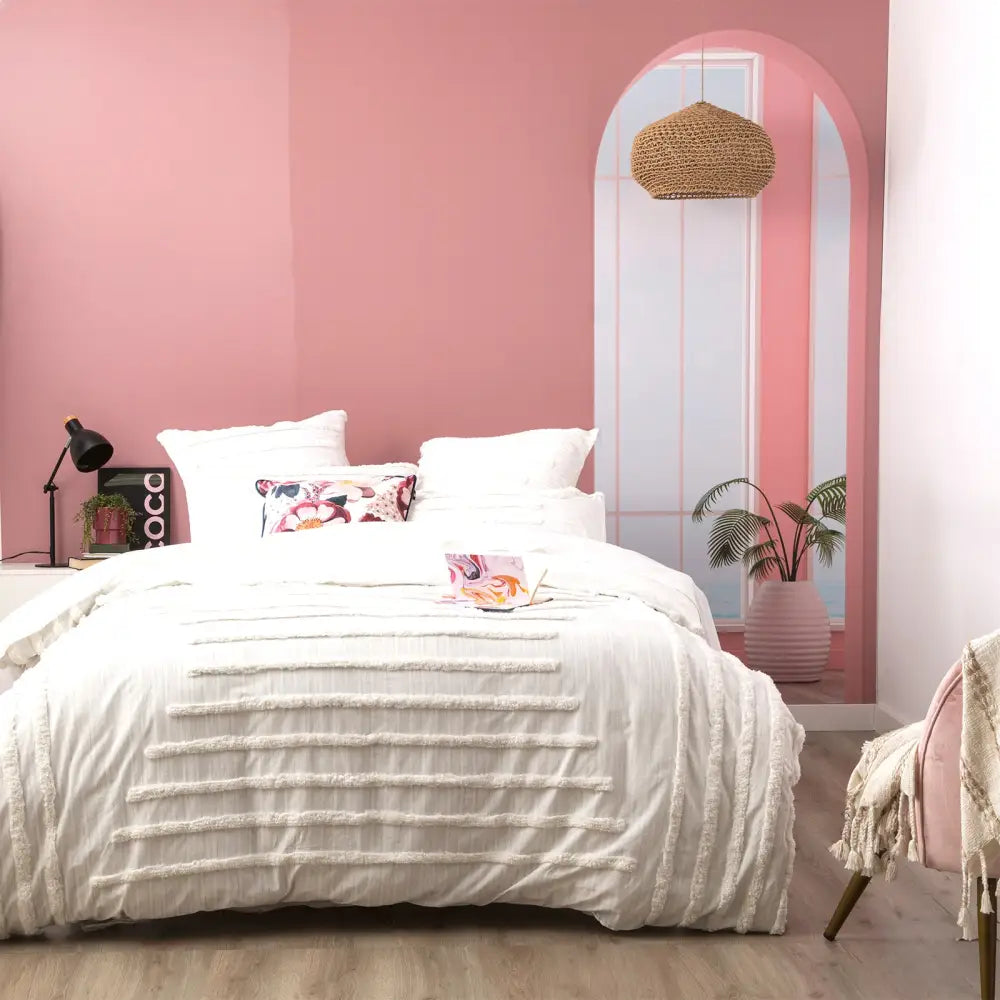 Classic Cotton Vintage Washed Tufted White Quilt Cover Set by Renee Taylor Super King - Home & Garden > Bedding >