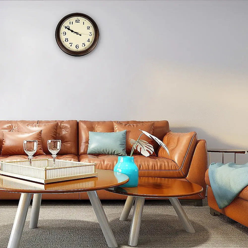 Classic Wall Clock Silent Non-Ticking Quartz Battery Operated Luxury Wood - Home & Garden > Decor