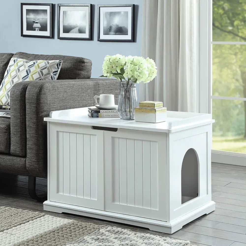 Cleo Cat Litter Cabinet White - Pet Care > Cat Supplies > Cat Litter