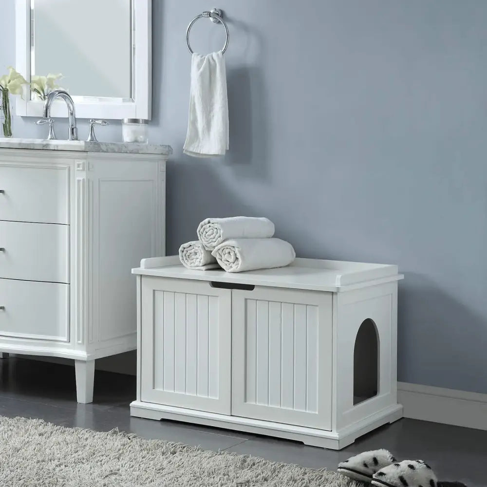 Cleo Cat Litter Cabinet White - Pet Care > Cat Supplies > Cat Litter