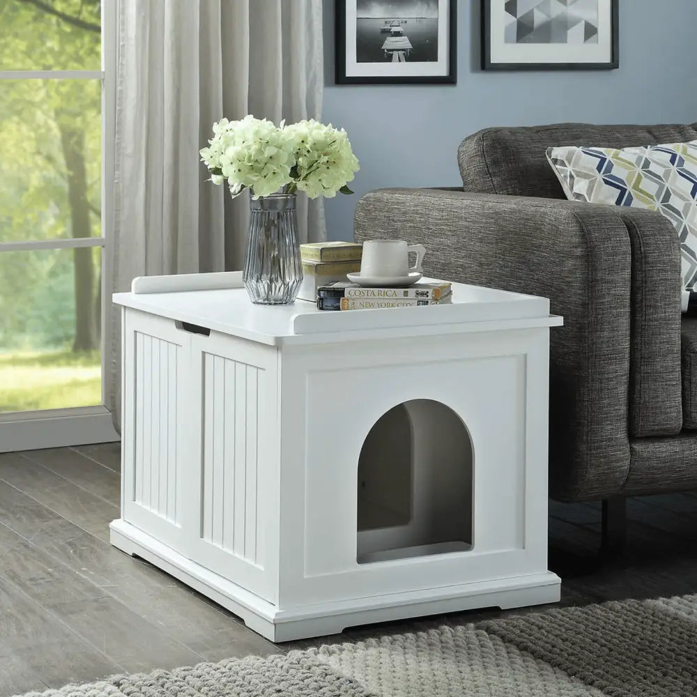 Cleo Cat Litter Cabinet White - Pet Care > Cat Supplies > Cat Litter