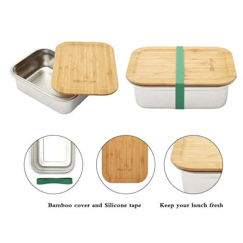 Clevinger Stainless Steel Bamboo Large Lunch Box 1200ml - Home & Garden > Kitchenware > Food Storage