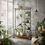 Clothing Garment Rack on Wheels with 5-Tier Industrial Pipe Style Rustic Brown - Furniture > Living Room
