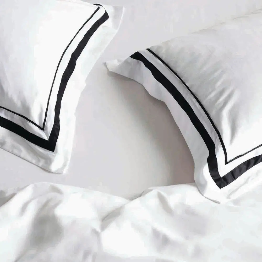 Cloud 1000 TC Egyptian Cotton European Pillowcase Quilt Cover Set by Renee Taylor - White Charcoal - Furniture > Bar