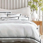 Cloud 1000 TC Egyptian Cotton European Pillowcase Quilt Cover Set by Renee Taylor - White Charcoal - Furniture > Bar