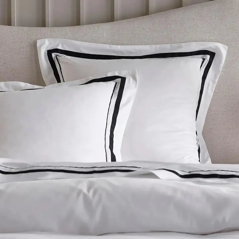 Cloud 1000 TC Egyptian Cotton European Pillowcase Quilt Cover Set by Renee Taylor - White Charcoal - Furniture > Bar