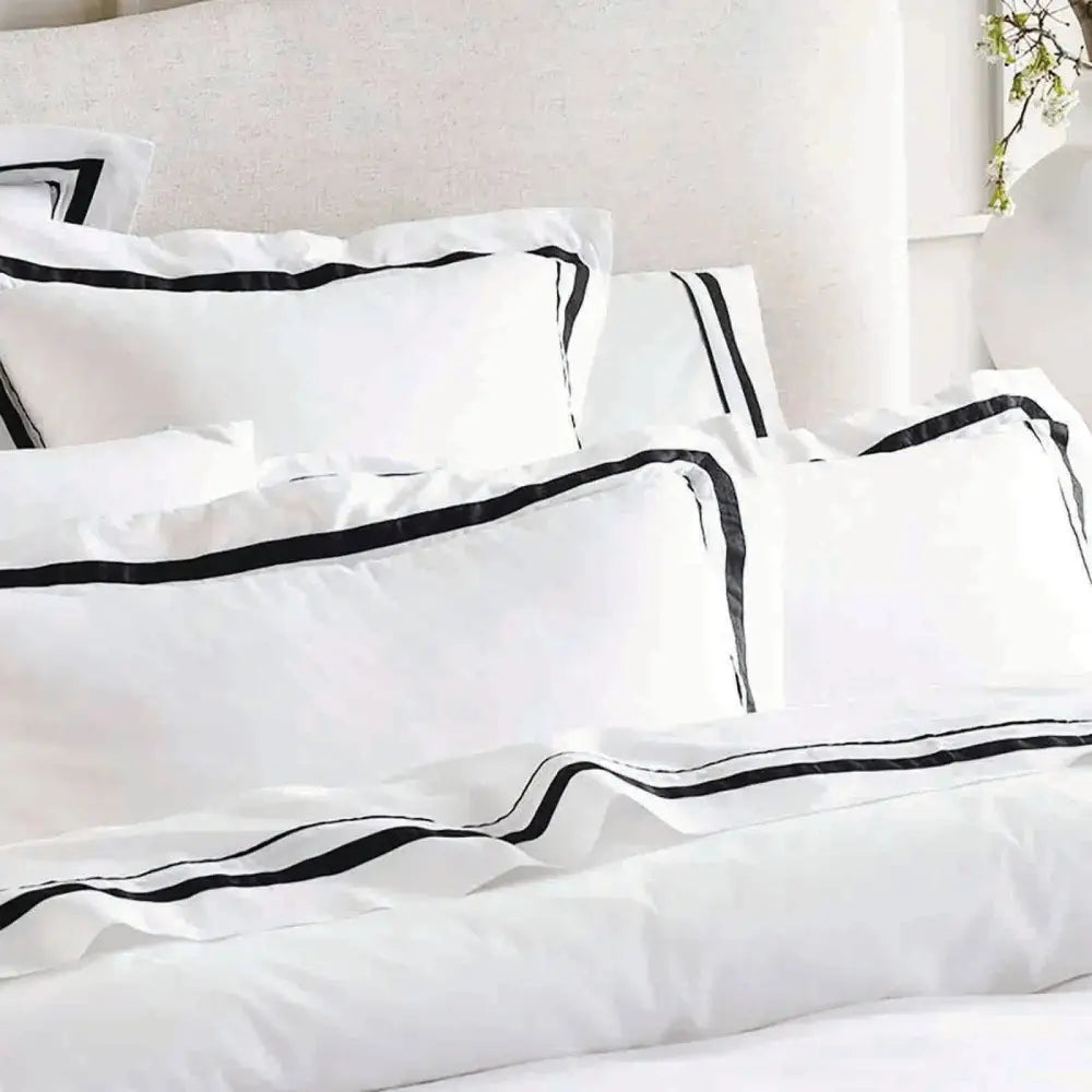Cloud 1000 TC Egyptian Cotton European Pillowcase Quilt Cover Set by Renee Taylor - White Charcoal - Furniture > Bar