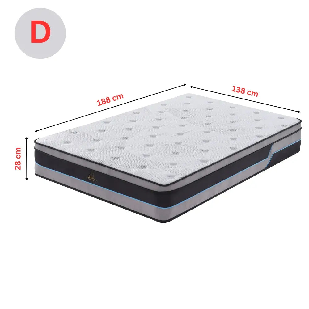 Cloud Dreams Double Size Pocket Spring Luxury Plush Top 28cm Mattress - Furniture > Mattresses