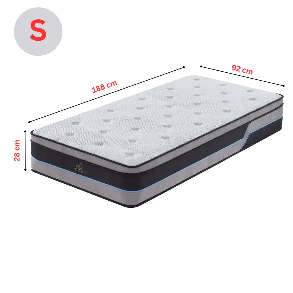Cloud Dreams Single Size Pocket Spring Luxury Plush Top 28cm Mattress - Furniture > Mattresses