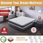 Cloud Dreams Single Size Pocket Spring Luxury Plush Top 28cm Mattress - Furniture > Mattresses
