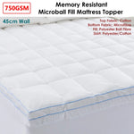 Cloudland 750GSM Memory Resistant Microball Fill Mattress Topper Queen - Home & Garden > Bedding