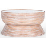Clover Rattan Round Coffee Table 80cm with Glass Top - Whitewash - Furniture > Living Room