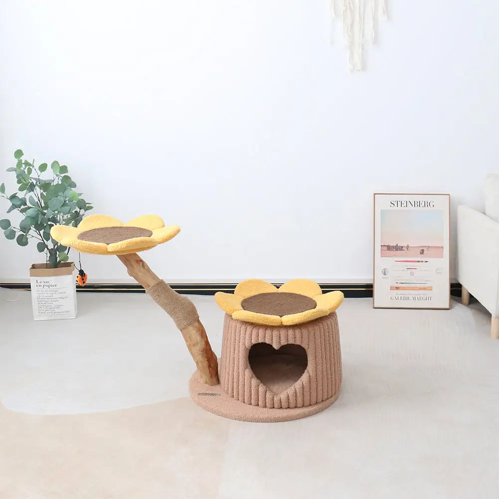 CMISSTREE Heart Shaped Cat House With Sunflower Cat Tree - Pet Care > Toys > Cat Toys