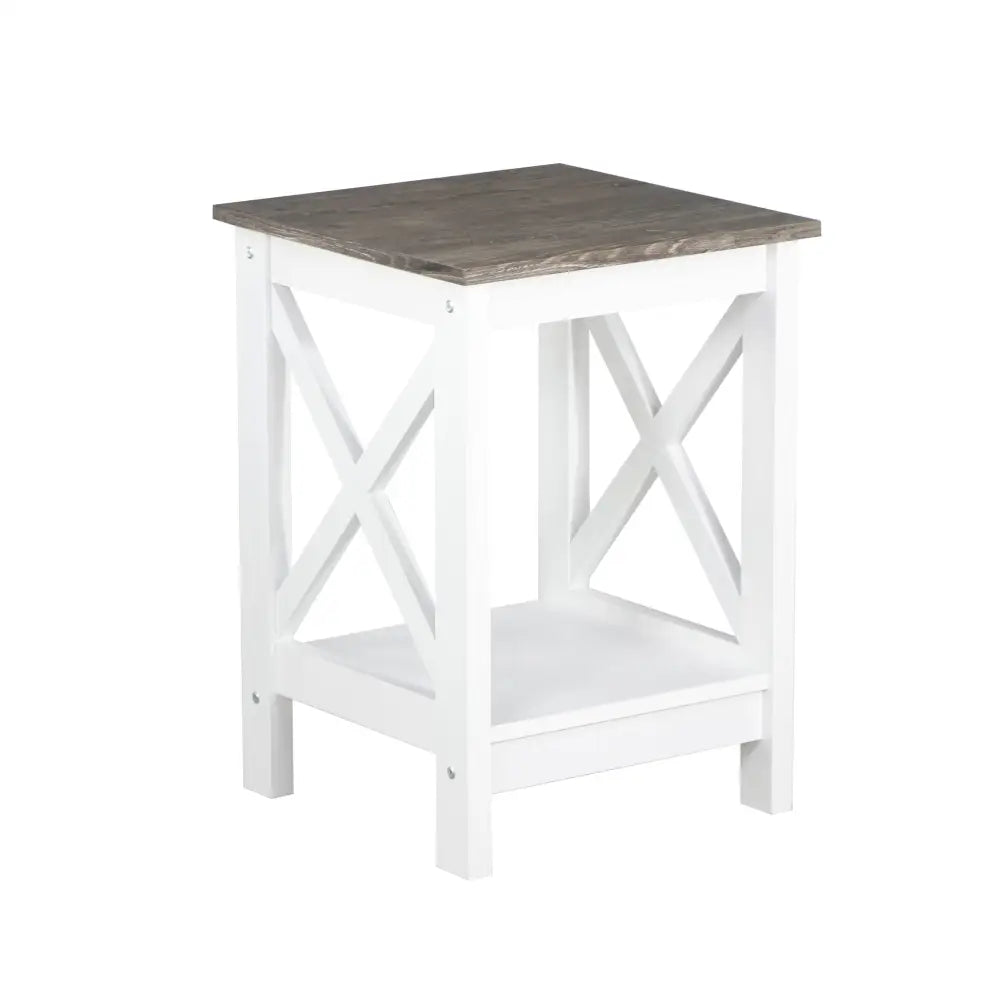 Coastal Side Table in White and Grey - Furniture > Living Room