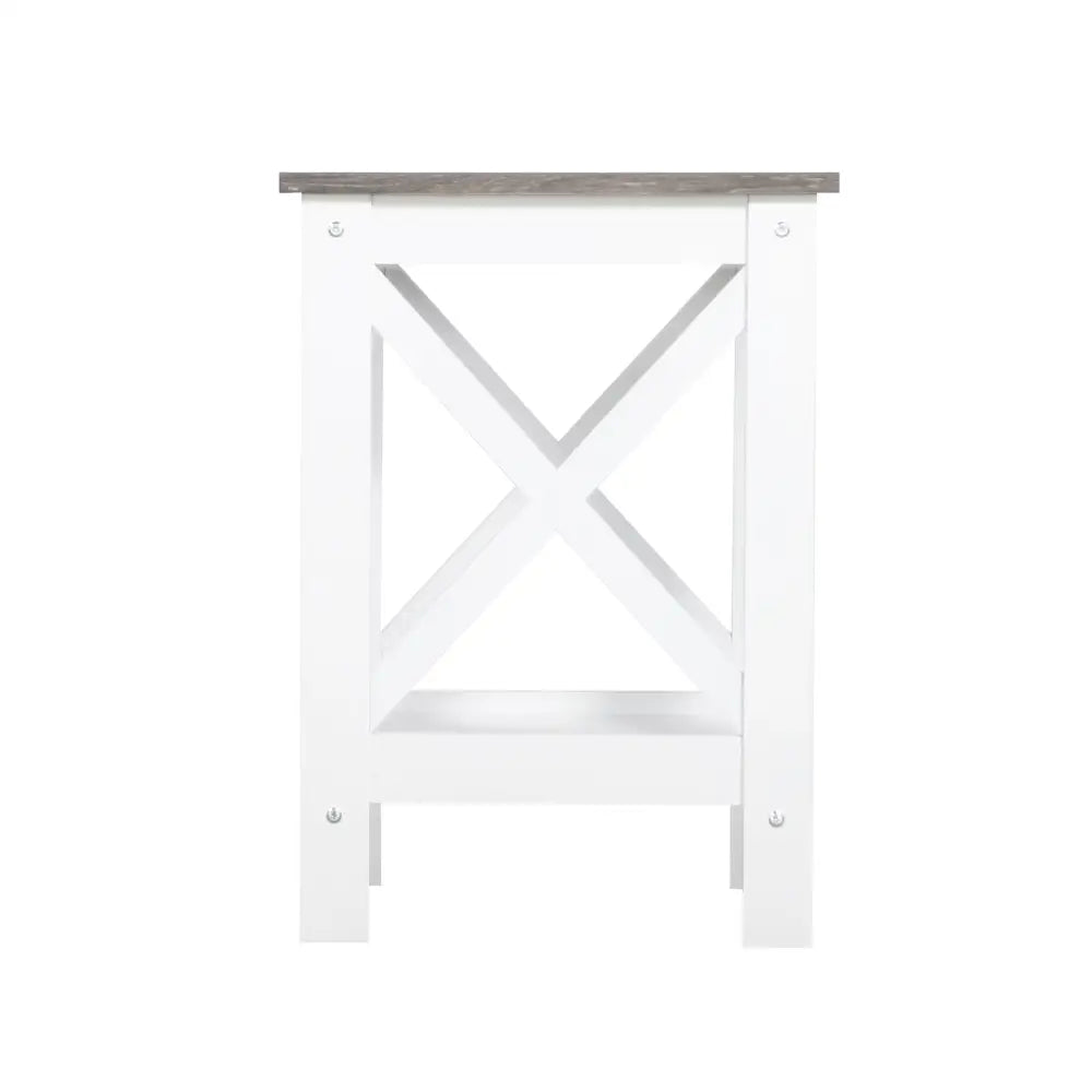 Coastal Side Table in White and Grey - Furniture > Living Room