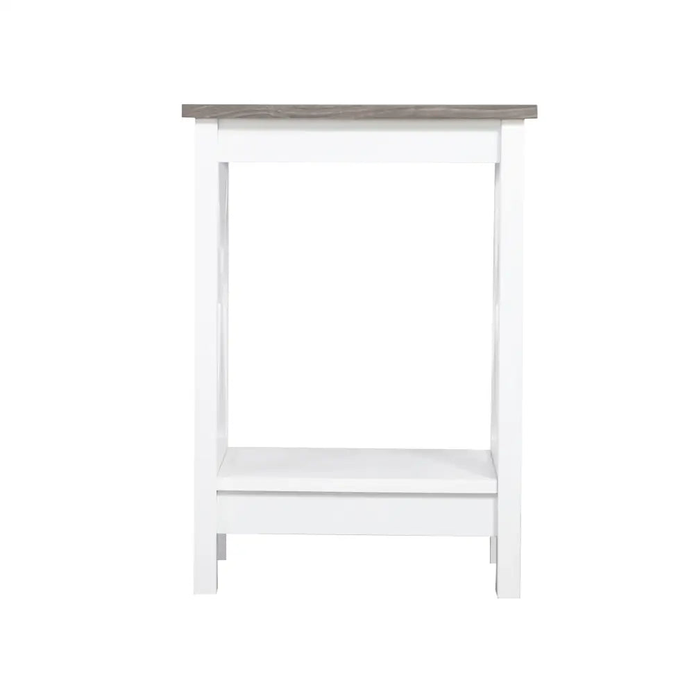 Coastal Side Table in White and Grey - Furniture > Living Room