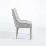 Coaster 2X Dining Chair Light Grey Linen White Wash Legs - Furniture > Dining