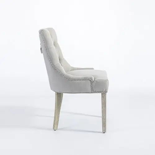 Coaster 2X Dining Chair Light Grey Linen White Wash Legs - Furniture > Dining