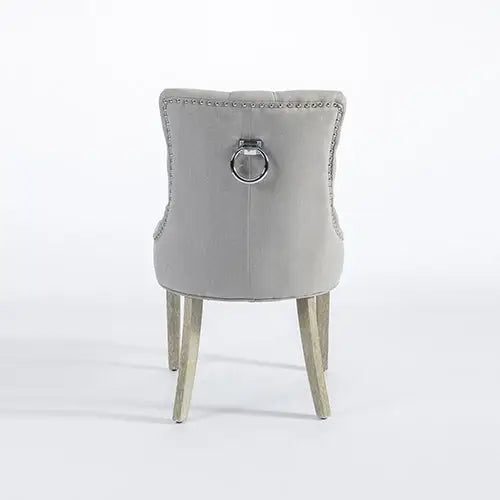 Coaster 2X Dining Chair Light Grey Linen White Wash Legs - Furniture > Dining