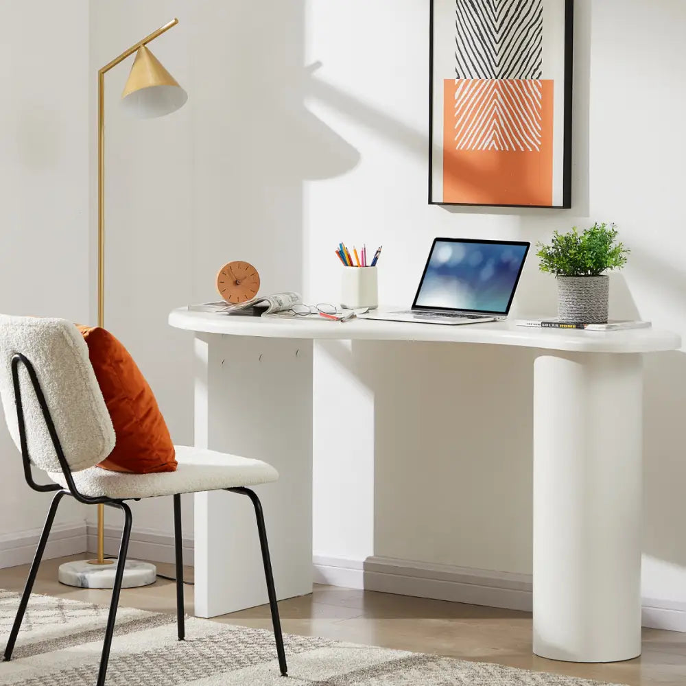 Cobble White Office Desk - Furniture > Office