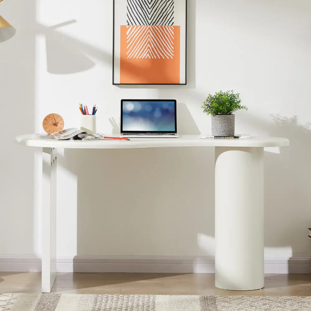 Cobble White Office Desk - Furniture > Office