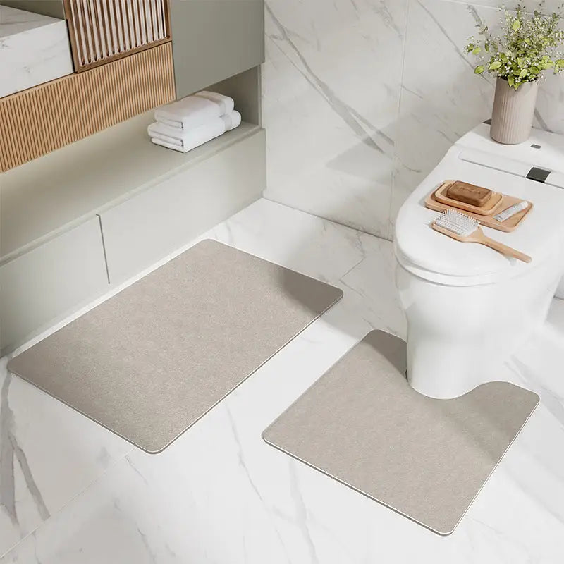 Coffee Bathroom Floor Mat Set - U-Shaped Toilet Mat 50*50cm & Rectangular 40x60cm Mat for Bathroom - Home & Garden >