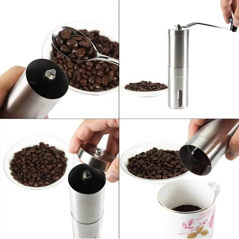 Coffee Bean Grinder - Stainless Steel Ceramic Burr Manual Hand Crank Nut Mill - Appliances > Kitchen Appliances