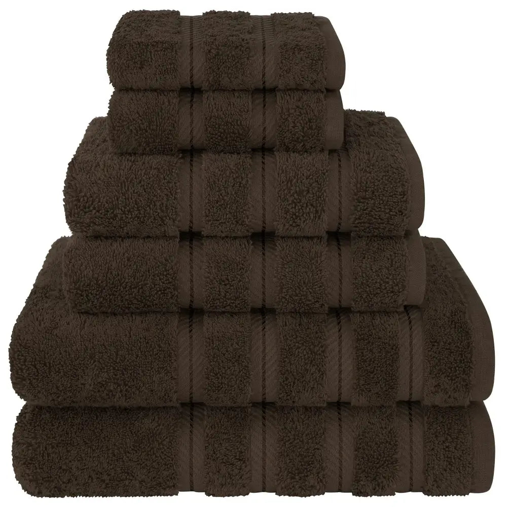 Coffee Luxury 6-Piece Combed Cotton Towel Bale Set - Ultra Soft & Absorbent Bath Hand Face Towels - Home & Garden >
