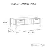 Coffee Table 2 Drawers Particle Board Storage in Oak Colour - Furniture > Living Room