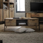 Coffee Table 2 Drawers Particle Board Storage in Oak Colour - Furniture > Living Room