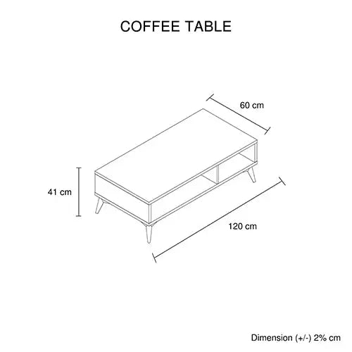 Coffee Table 2 Open Storage Cabinet MDF in Champagne Colour - Furniture > Living Room > Coffee Tables