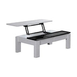Coffee Table High Gloss Finish Lift Up Top MDF Black & White Colour Interior Storage - Furniture > Living Room