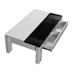 Coffee Table High Gloss Finish Lift Up Top MDF Black & White Colour Interior Storage - Furniture > Living Room
