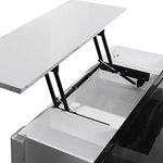 Coffee Table High Gloss Finish Lift Up Top MDF Black & White Colour Interior Storage - Furniture > Living Room