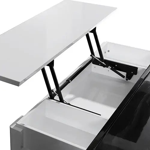 Coffee Table High Gloss Finish Lift Up Top MDF Black & White Colour Interior Storage - Furniture > Living Room