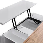 Coffee Table High Gloss Finish Lift Up Top MDF White Ash Colour Interior Storage - Furniture > Dining
