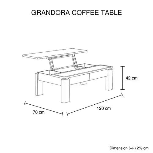 Coffee Table High Gloss Finish Lift Up Top MDF White Ash Colour Interior Storage - Furniture > Dining