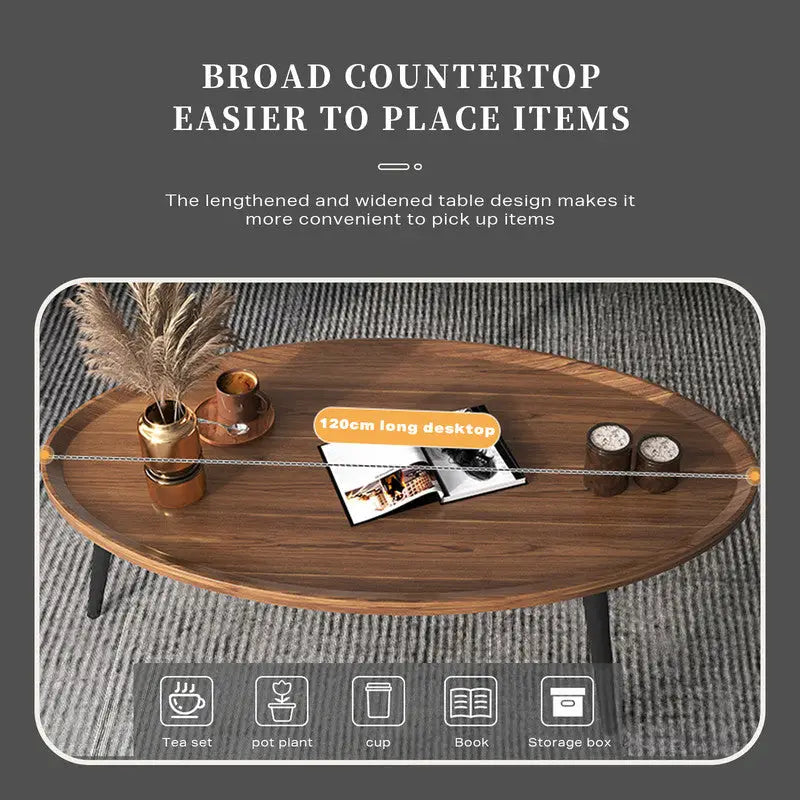 Coffee Table Living Room Accent Oval Table Contemporary Style Leisure Tea Table - Furniture > Bar Stools & Chairs > Arm