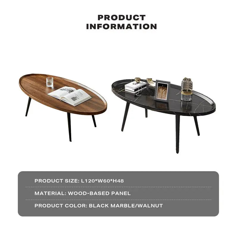 Coffee Table Living Room Accent Oval Table Contemporary Style Leisure Tea Table - Furniture > Bar Stools & Chairs > Arm