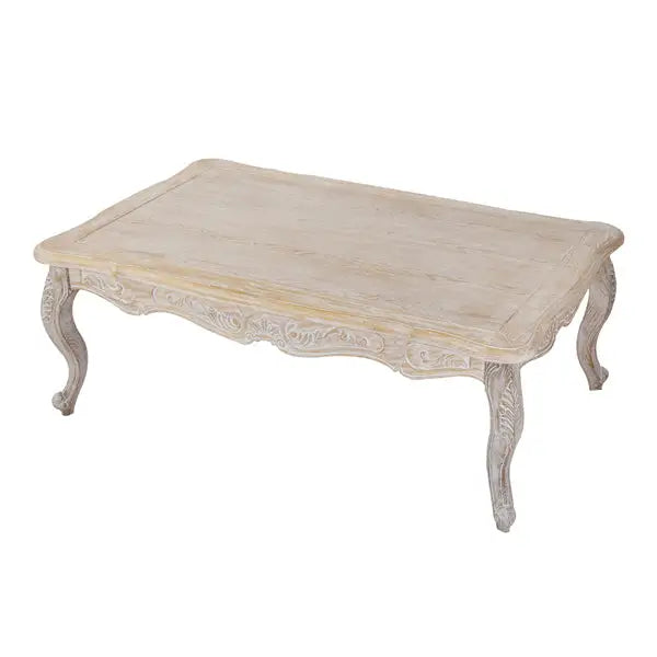 Coffee Table Oak Wood Plywood Veneer White Washed Finish - Furniture > Living Room