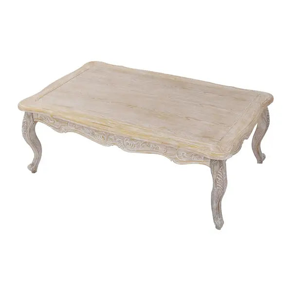 Coffee Table Oak Wood Plywood Veneer White Washed Finish - Furniture > Living Room