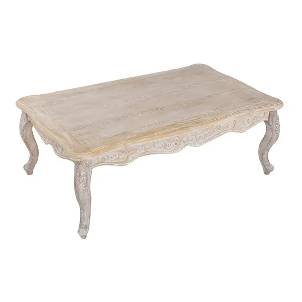Coffee Table Oak Wood Plywood Veneer White Washed Finish - Furniture > Living Room