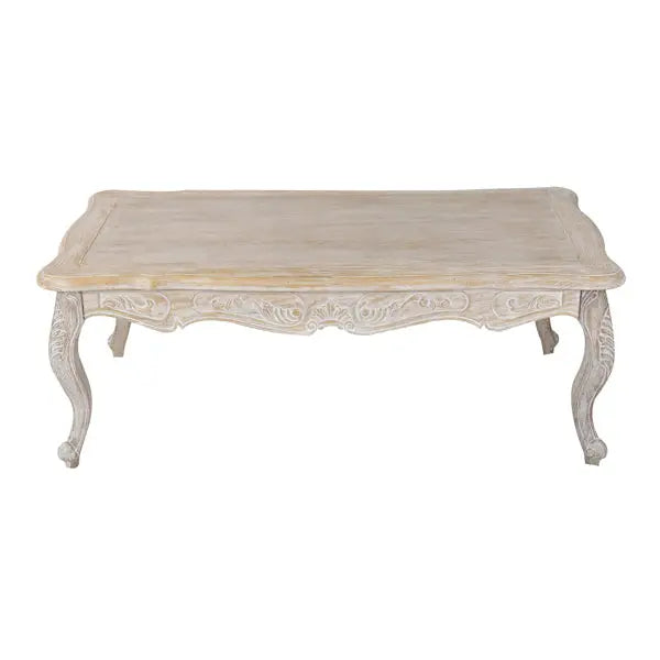 Coffee Table Oak Wood Plywood Veneer White Washed Finish - Furniture > Living Room