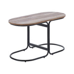 Coffee Table Oval Wooden Top Iron Metal Base Side End Table - Brown - Furniture > Living Room > Coffee Tables